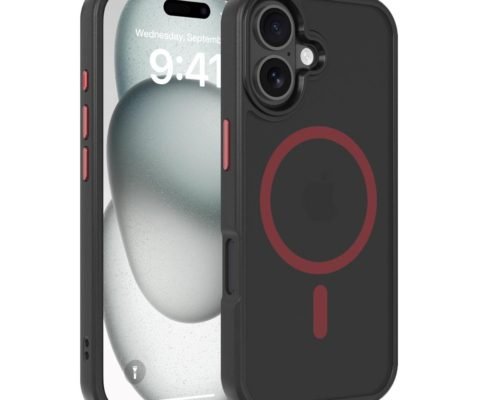 Black and Red Magnetic Wireless Charging Case for iPhone 17