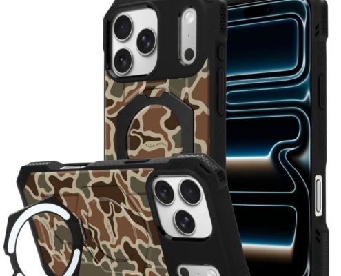 Custom MagSafe Kickstand Camo Phone Case for iPhone 17 Pro Max Front Angle View