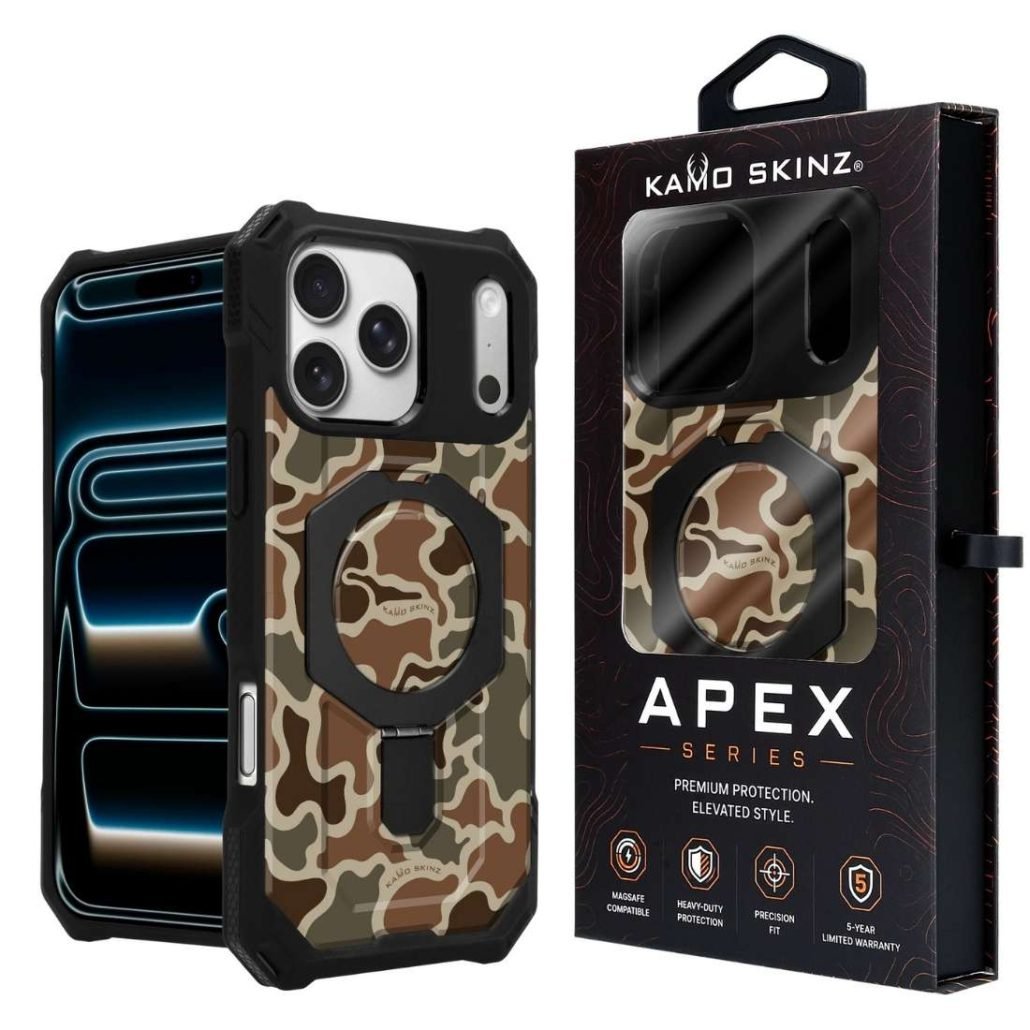 Custom MagSafe Kickstand Camo Phone Case for iPhone 17 Pro Max with Retail Packaging