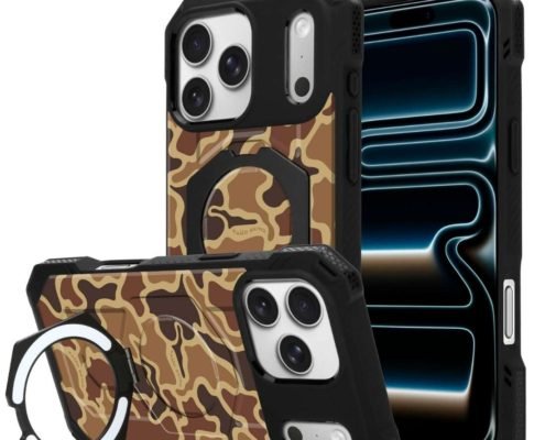 Brown Camo MagSafe Kickstand Phone Case for iPhone 17 Pro Max