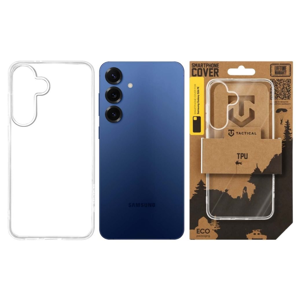 4-1-custom-clear-tpu-phone-case-for-samsung-s26-fe-product-and-packaging-display.jpg Custom Clear TPU Phone Case for Samsung S26 FE with Eco Retail Packaging