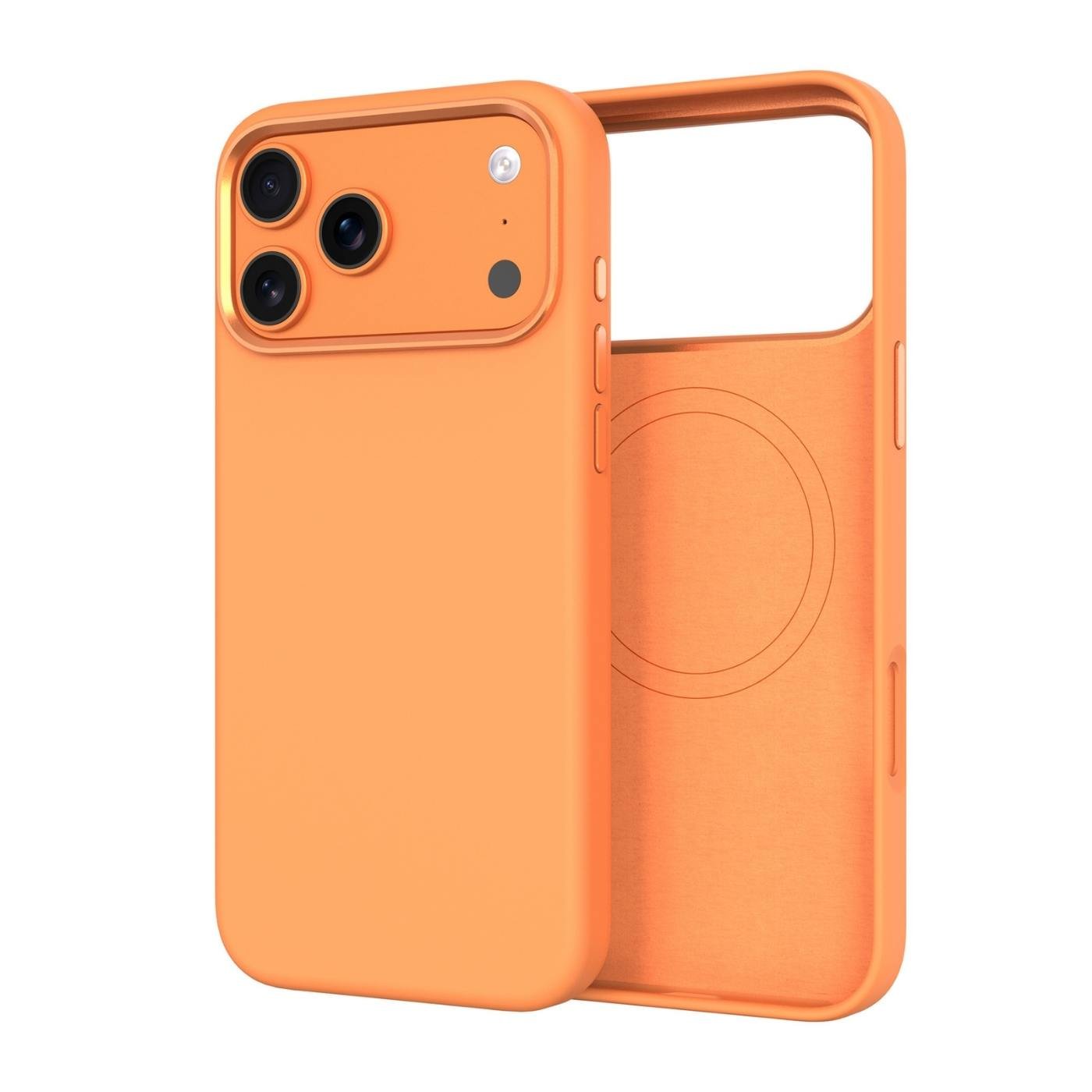 Custom Magnetic Liquid Silicone Phone Case for iPhone Orange Front Angle View