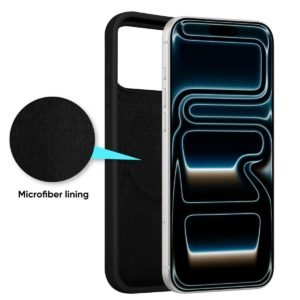 Black Liquid Silicone Phone Case Interior Detail with Microfiber Lining