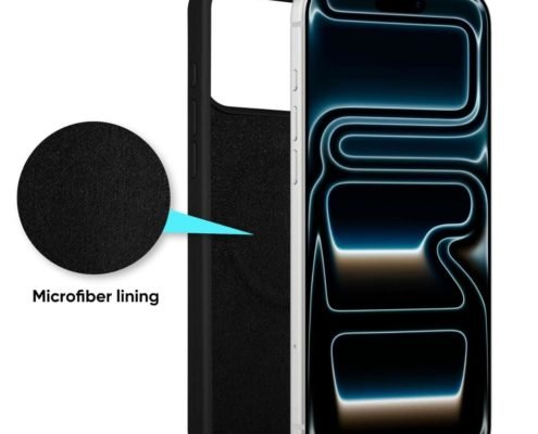 Black Liquid Silicone Phone Case Interior Detail with Microfiber Lining