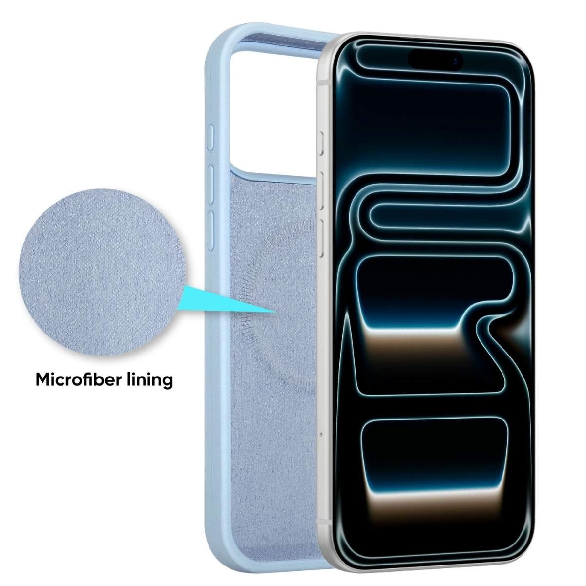 Blue Custom Liquid Silicone Phone Case with Soft Microfiber Lining