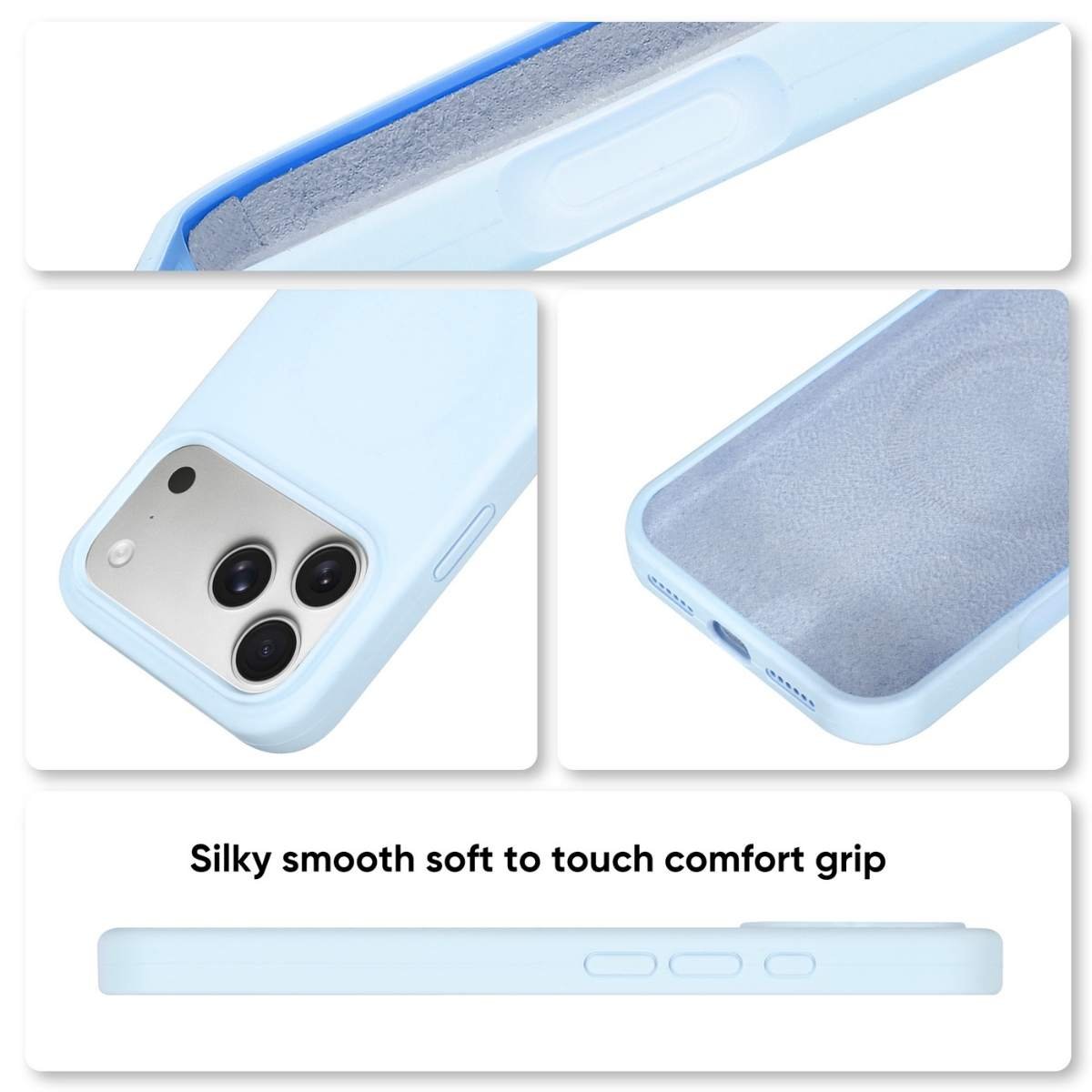 Liquid Silicone Phone Case Showing Camera, Interior and Side Details