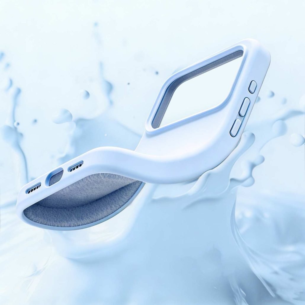 Floating Display of Custom Liquid Silicone Phone Case with Microfiber Interior