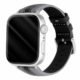 Custom Black and Gray Leather Silicone Watch Band for Apple Watch Front Angle View