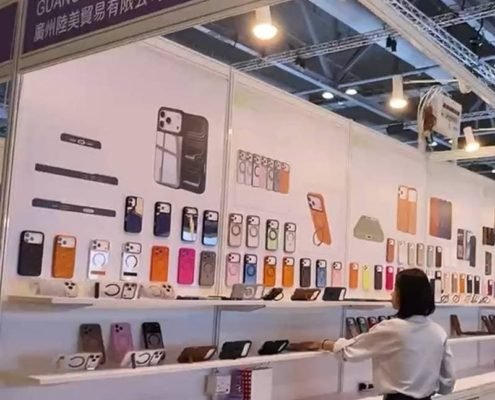 Custom phone case and mobile accessories exhibition booth at Global Sources Hong Kong