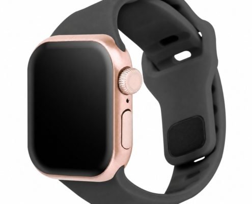 Custom Silicone Watch Band for Apple Watch Gray Front Angle View