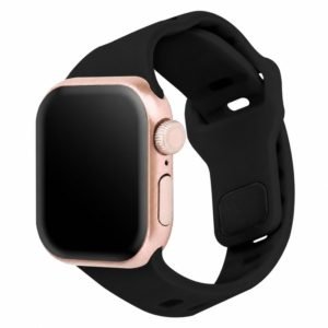 Custom Silicone Watch Band for Apple Watch Black Front Angle View