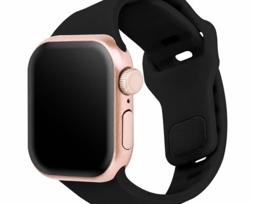 Custom Silicone Watch Band for Apple Watch Black Front Angle View