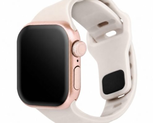 Custom Silicone Watch Band for Apple Watch Beige Front Angle View