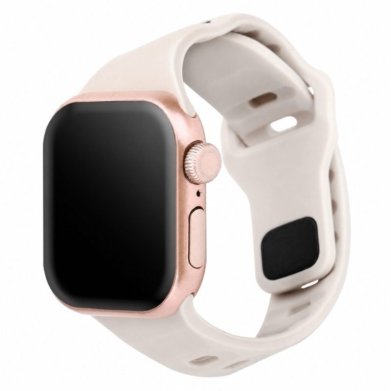 Custom Silicone Watch Band for Apple Watch Beige Front Angle View