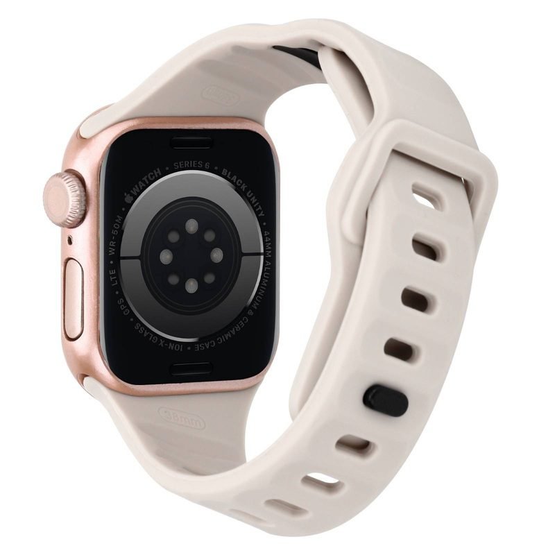 Custom Silicone Watch Band for Apple Watch Beige Back Angle View