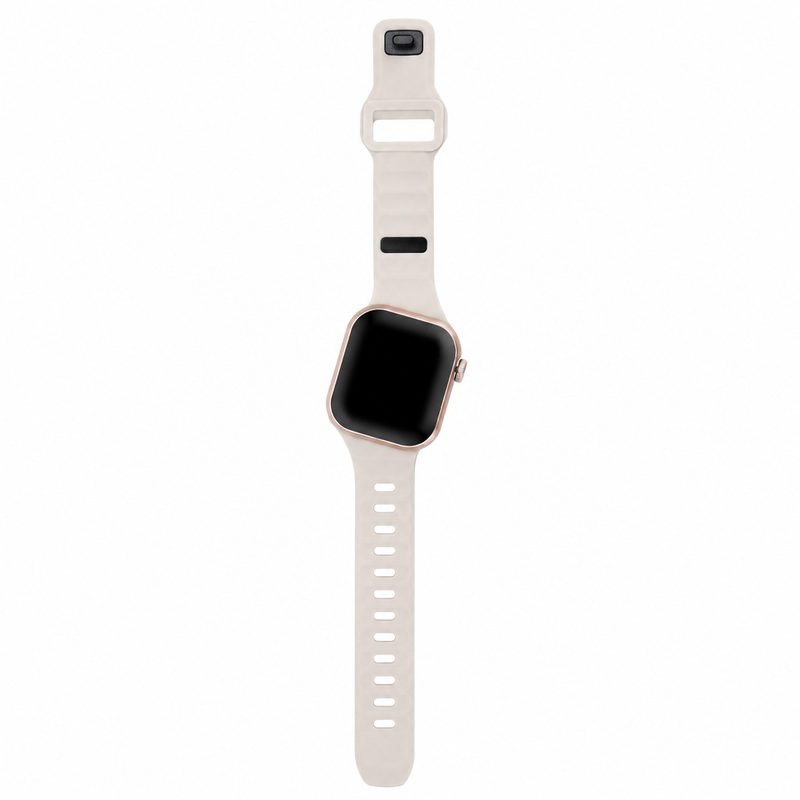 Custom Silicone Watch Band for Apple Watch Beige Full Length View