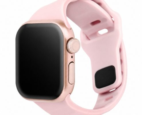 Custom Silicone Watch Band for Apple Watch Pink Front Angle View