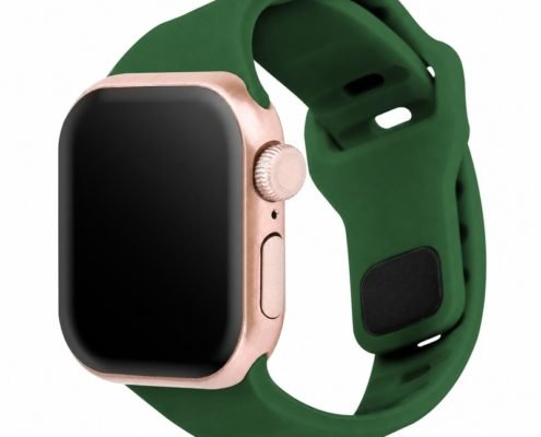 Custom Silicone Watch Band for Apple Watch Green Front Angle View