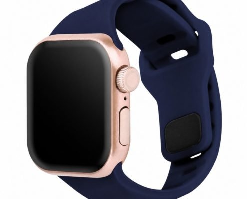 Custom Silicone Watch Band for Apple Watch Navy Blue Front Angle View
