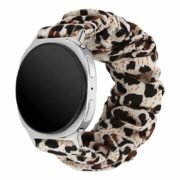 Custom Scrunchie Watch Band for Samsung Galaxy Watch 8 Leopard Print Front Angle View
