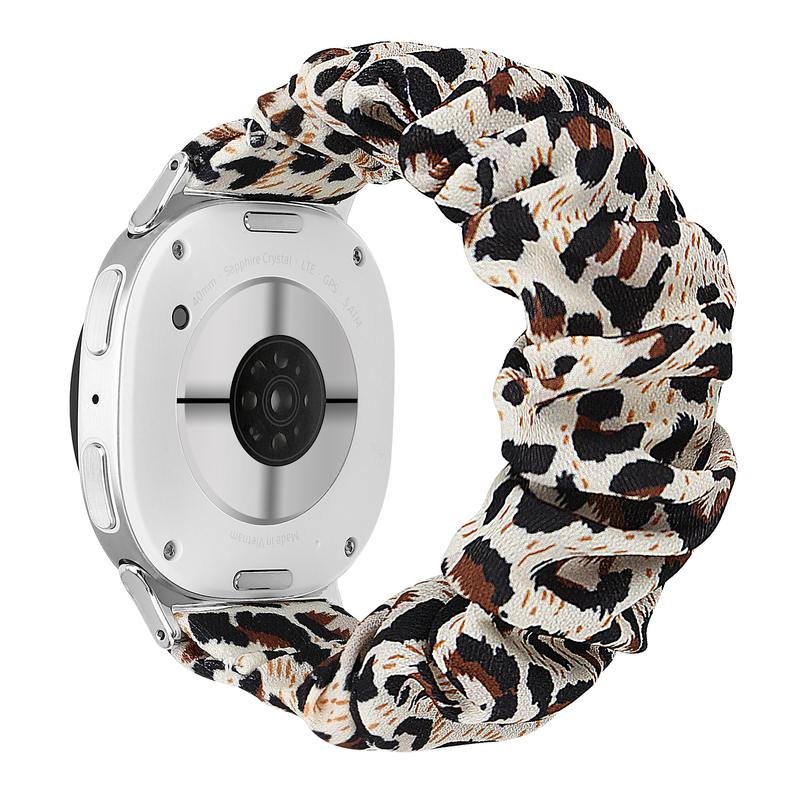 Back Angle of Leopard Scrunchie Band on a Samsung Galaxy Watch