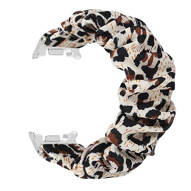 Open Leopard Print Scrunchie Watch Band with Samsung Watch Connectors