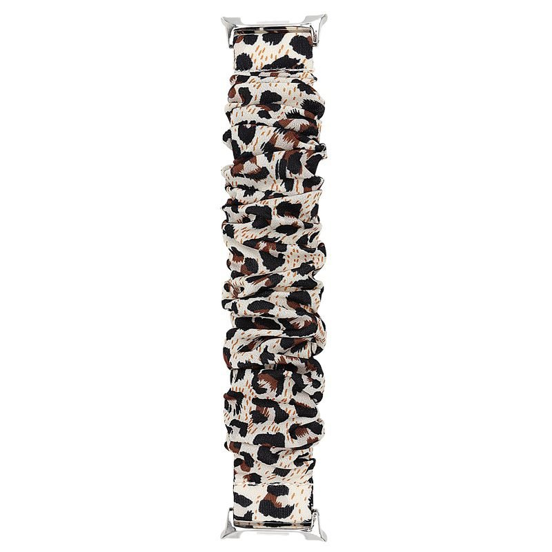 Flat Leopard Scrunchie Watch Band for Samsung with Silver Connectors