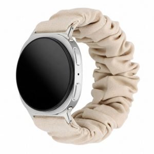 Custom Scrunchie Watch Band for Samsung Galaxy Watch 8 Beige Front Angle View