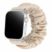 Custom Scrunchie Watch Band for Apple Watch Beige Front Angle View