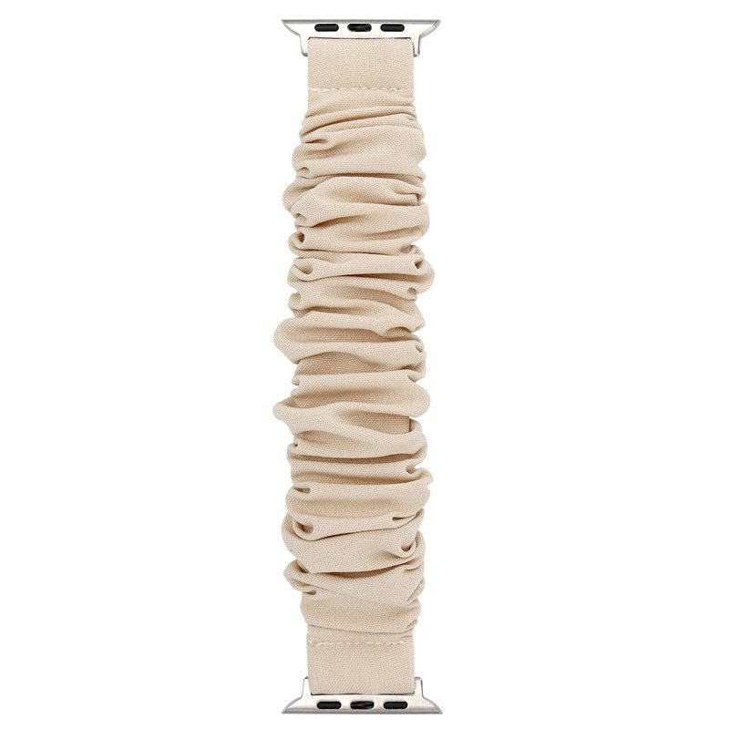 bd4-4-custom-scrunchie-watch-band-for-apple-watch-full-length-view.jpg Custom Beige Scrunchie Watch Band for Apple Watch Full Length View