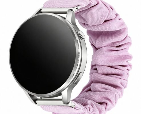 Custom Scrunchie Watch Band for Samsung Galaxy Watch 7 and Garmin Lavender Front Angle View