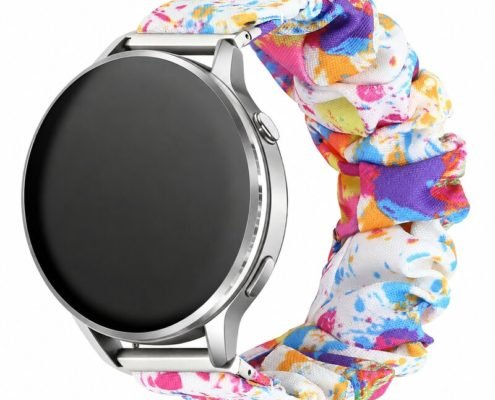 Custom Scrunchie Watch Band for Samsung Galaxy Watch 7 and Garmin Multicolor Front Angle View