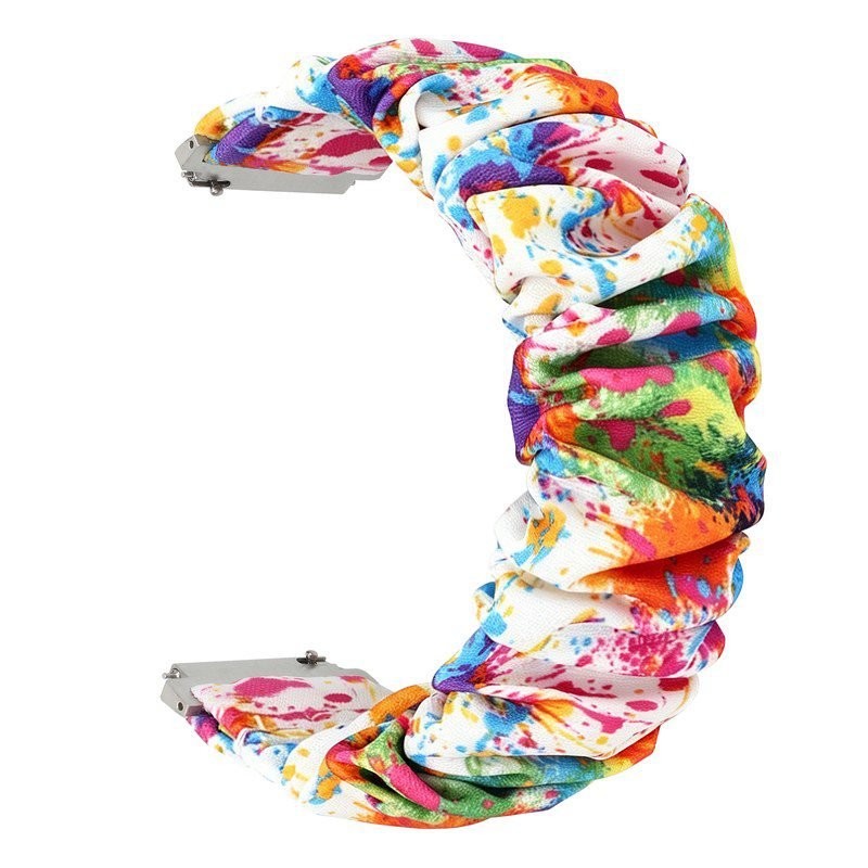 Curved Multicolor Scrunchie Watch Band with Abstract Fabric Print