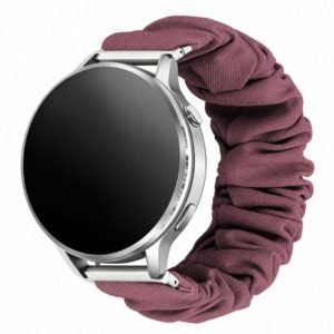 Custom Scrunchie Watch Band for Samsung Galaxy Watch 7 and Garmin Burgundy Front Angle View