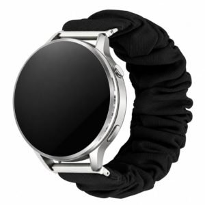 Custom Scrunchie Watch Band for Samsung Galaxy Watch 7 and Garmin Black Front Angle View