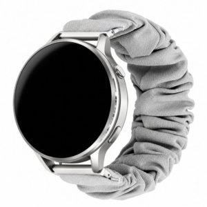 Custom Scrunchie Watch Band for Samsung Galaxy Watch 7 and Garmin Gray Front Angle View
