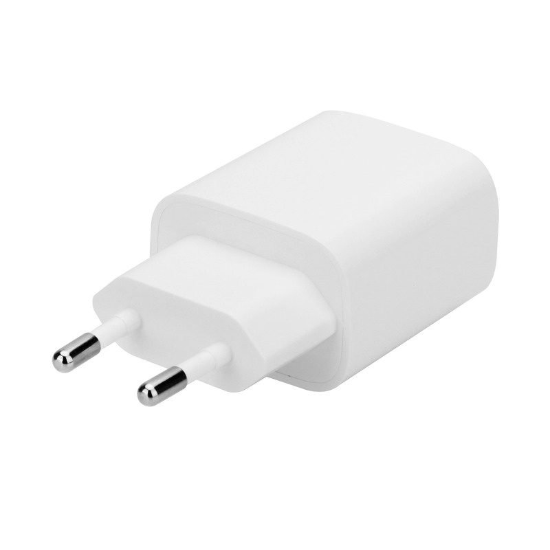 charge-1-3-custom-usb-c-wall-charger-with-eu-plug-side-profile-view OEM USB-C Wall Charger with EU Plug in White Side Profile