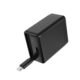 Black 40W USB-C Fast Charger with US Plug and Integrated Cable
