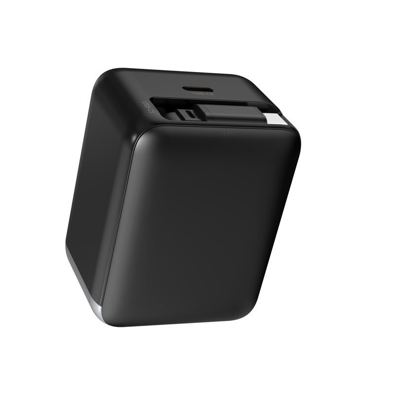 Custom 67W Dual USB-C Fast Charger with Foldable US Plug Front Angle