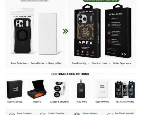custom-phone-case-packaging-options Custom phone case packaging with boxes labels and retail packaging