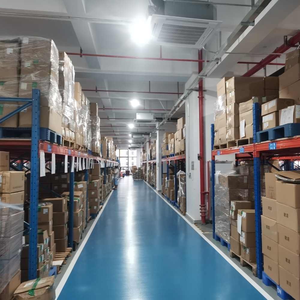 Finished goods warehouse with organized inventory