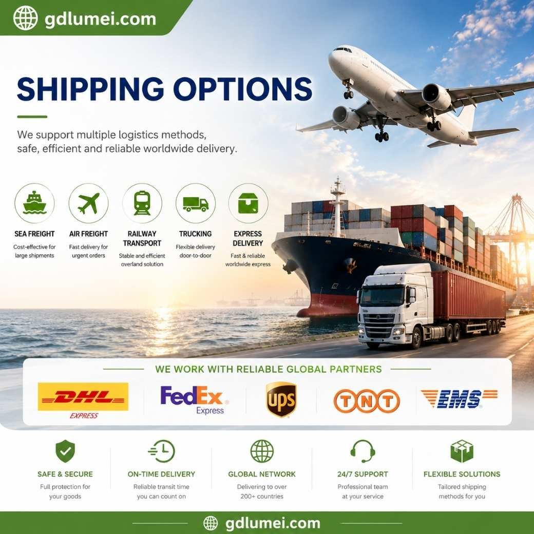 Global shipping options for OEM phone accessories by sea, air, rail, truck and express delivery