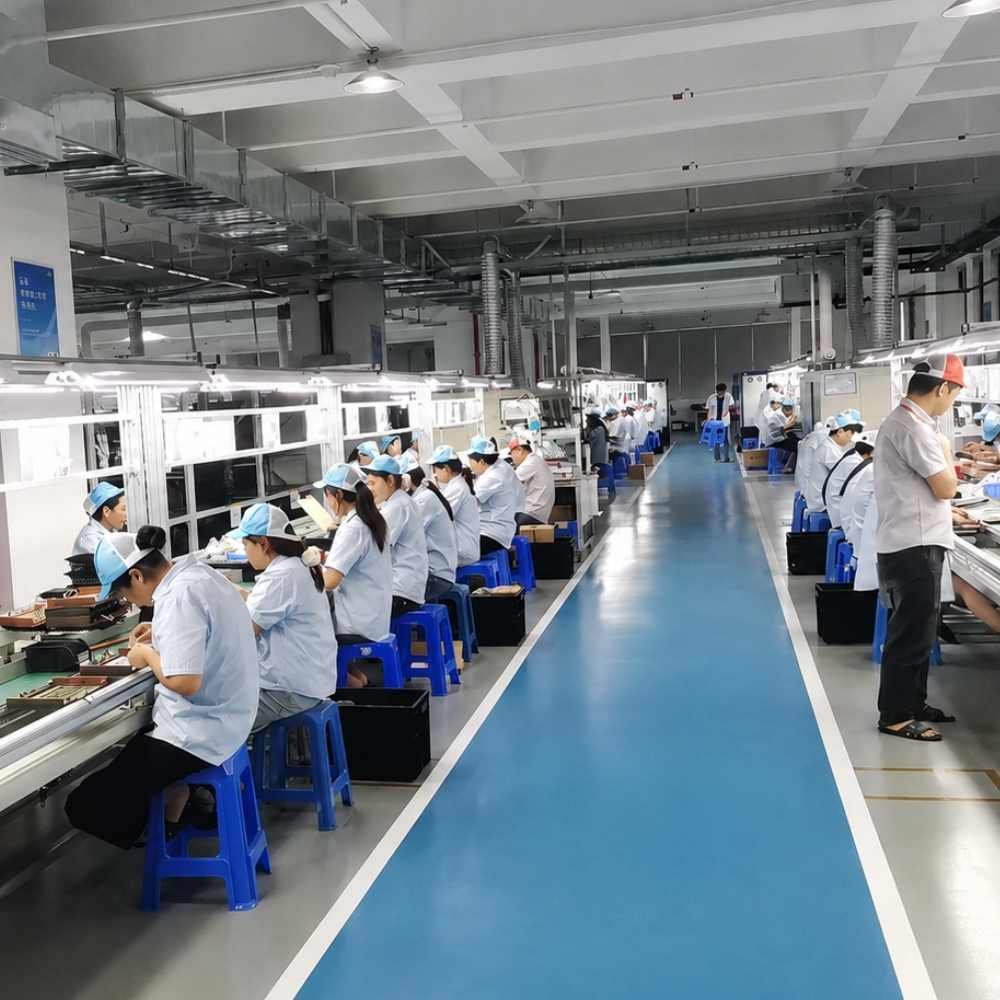 Large-scale phone accessory production line in factory