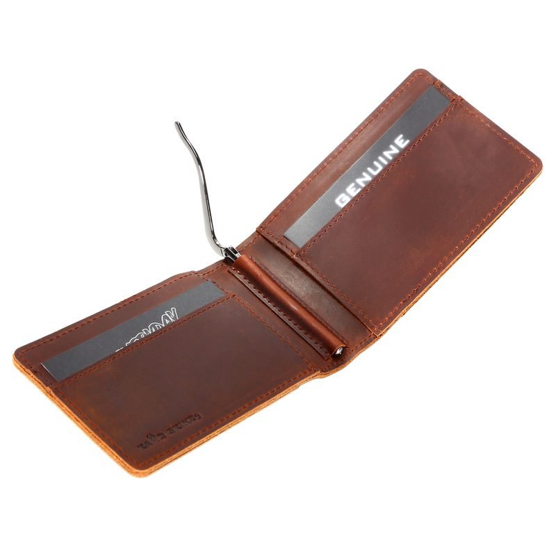 pj1-5-custom-camouflage-cowhide-bifold-wallet-with-money-clip-open-money-clip-view Open camouflage cowhide wallet with metal money clip
