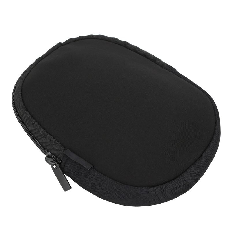 Diagonal view of compact black EVA headphone storage case
