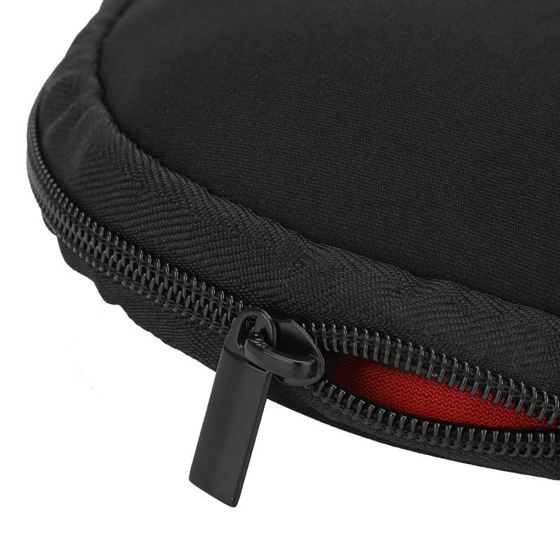 Zipper close-up of black EVA headphone carrying case