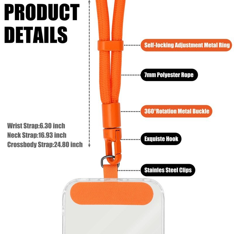 pj3-1-2-custom-adjustable-short-phone-wrist-strap-orange-adjustable-buckle-detail Product details of orange adjustable short phone wrist lanyard