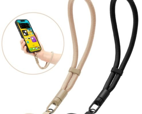 pj3-4-1-custom-adjustable-short-phone-wrist-strap-beige-strap-and-tether-tab-set Beige adjustable short phone wrist strap with tether tabs