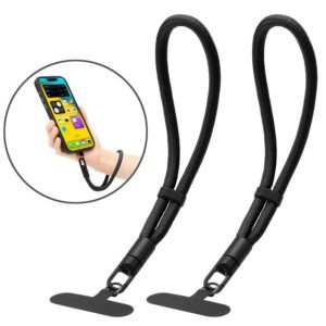 pj3-7-1-custom-adjustable-short-phone-wrist-strap-black-strap-and-tether-tab-set Black adjustable short phone wrist strap with tether tabs