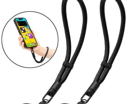pj3-7-1-custom-adjustable-short-phone-wrist-strap-black-strap-and-tether-tab-set Black adjustable short phone wrist strap with tether tabs